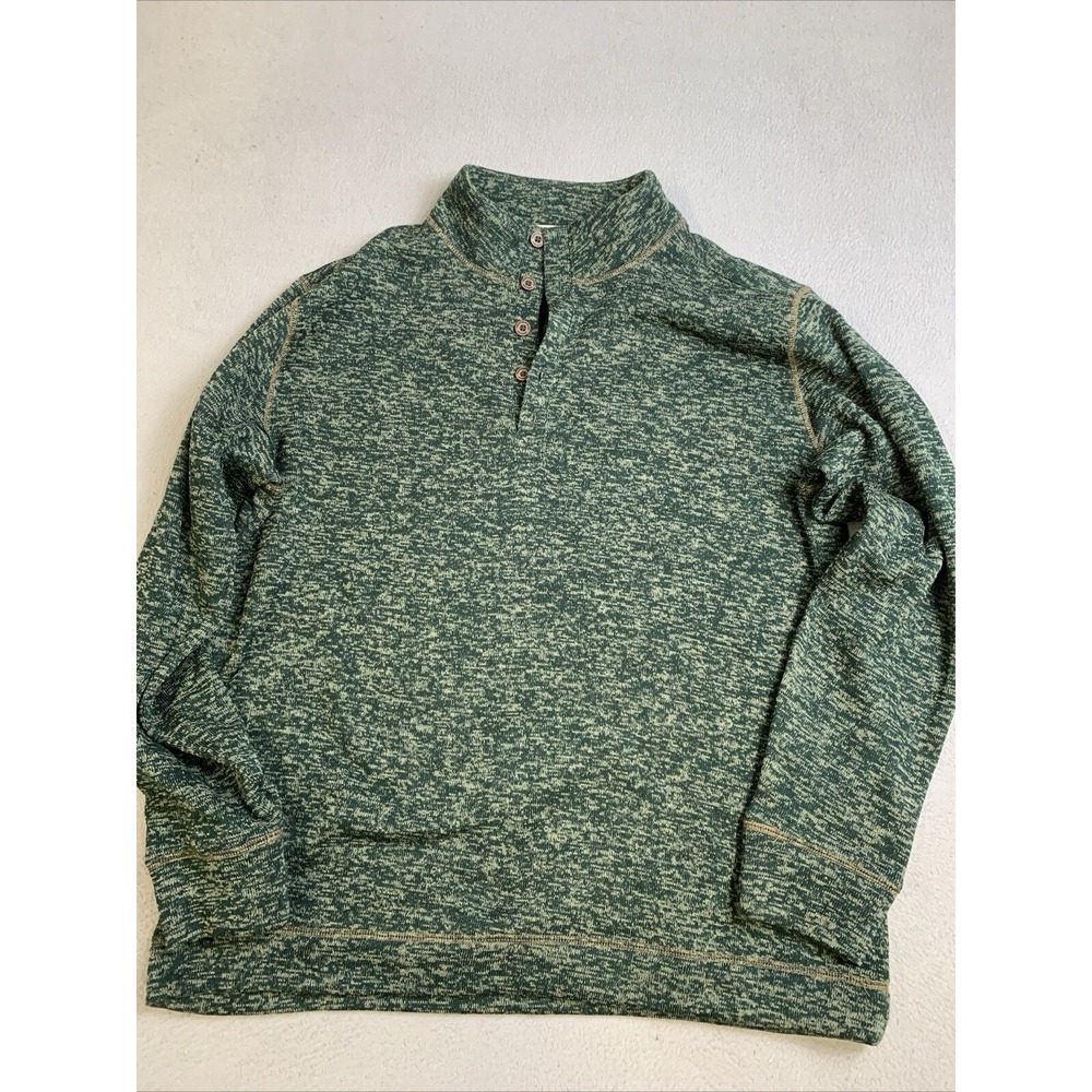 Weatherproof Vintage Fleece Pullover Mens Size XL Green 1/4 Button Sweater